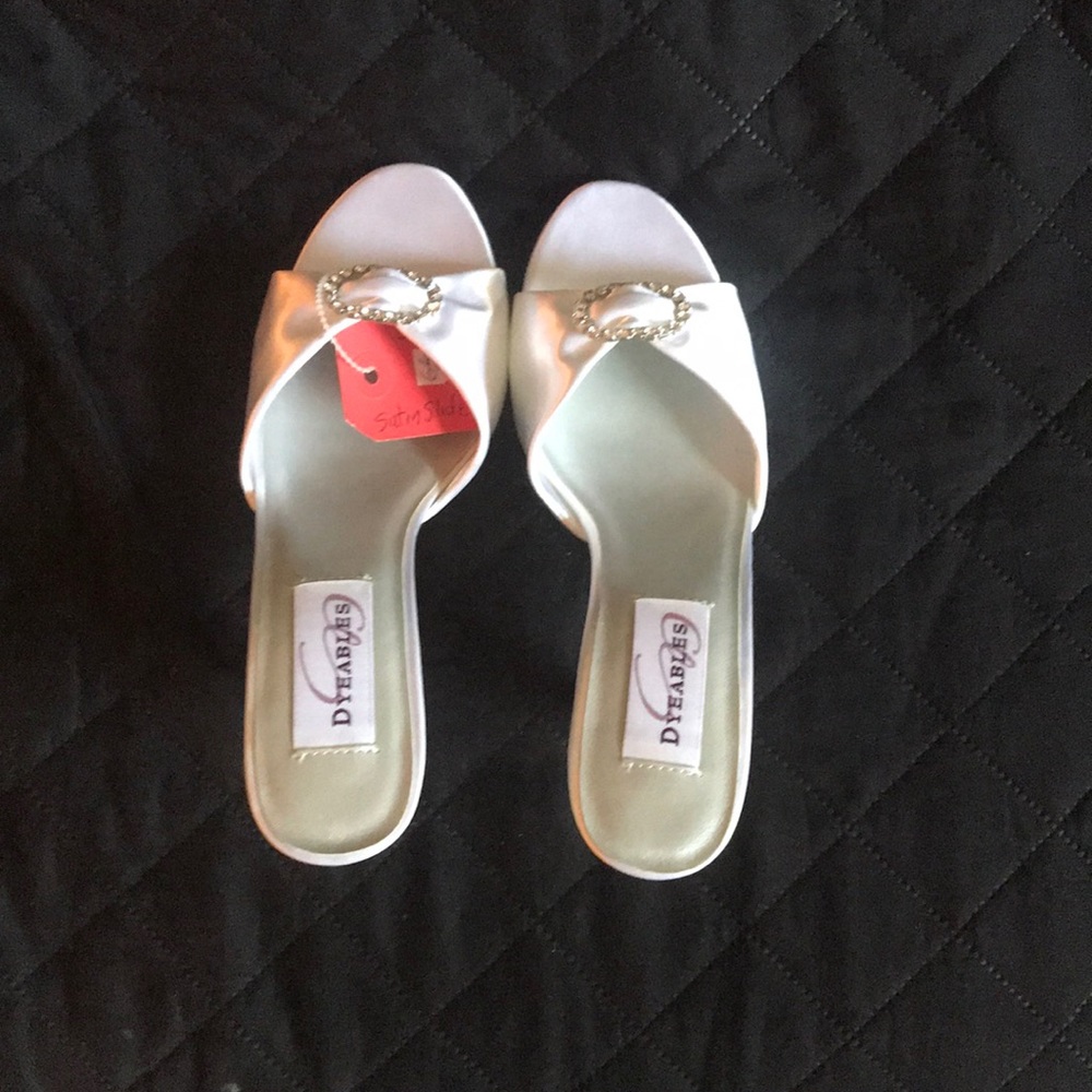 Satin formal slide heels